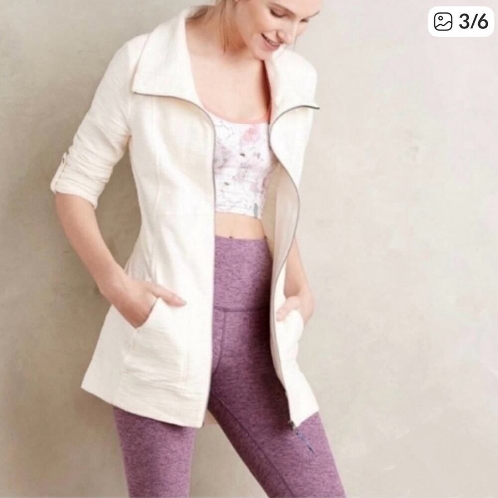 Anthropologie Saturday Sunday Quinn full-zip jacket cream/ivory cotton blend S